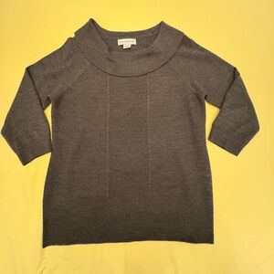 Sag Harbor Cable Knit Gray Cowl Neck 3/4 Sleeve Sweater Size Medium.  GUC